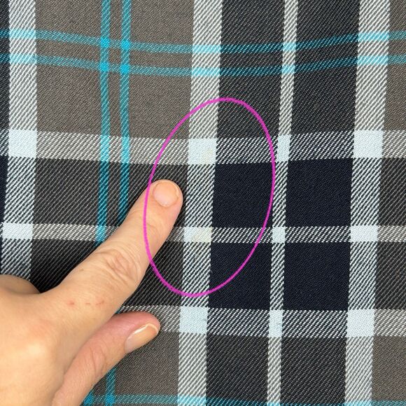 Vtg Flannel Midi Skirt 20W Blue Gray Plaid Old Money Preppy Academia 90s Y2K - Picture 5 of 14